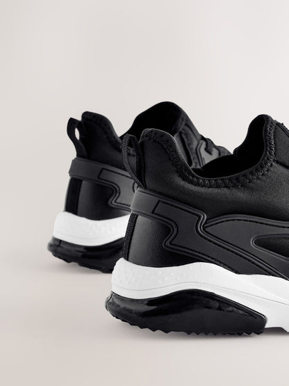 Black/White Standard Fit (F) Elastic Lace Trainers image 3
