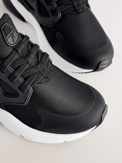 Black/White Standard Fit (F) Elastic Lace Trainers image 5