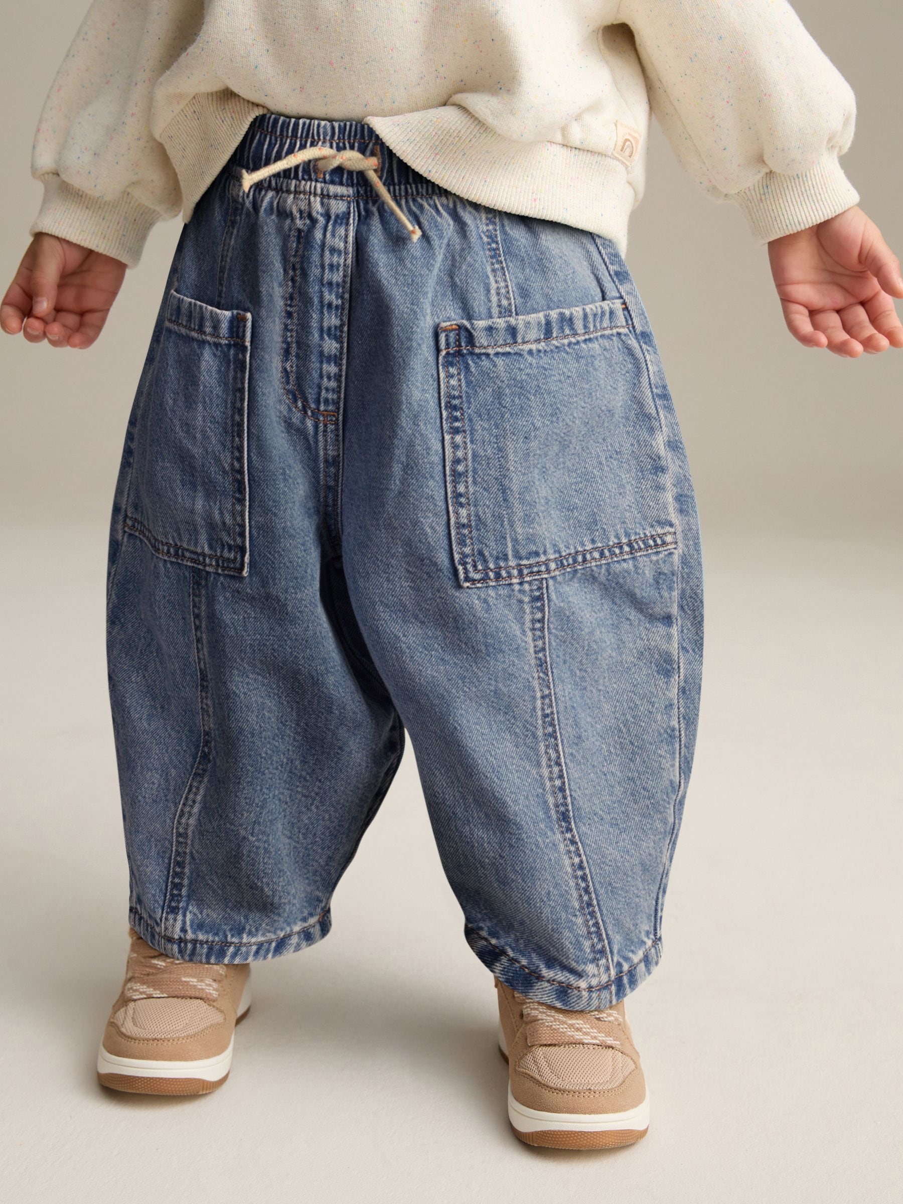 Dsiney Kidz - Mid Blue Denim Barrel 100% Cotton Jeans (3mths-7yrs) image 1