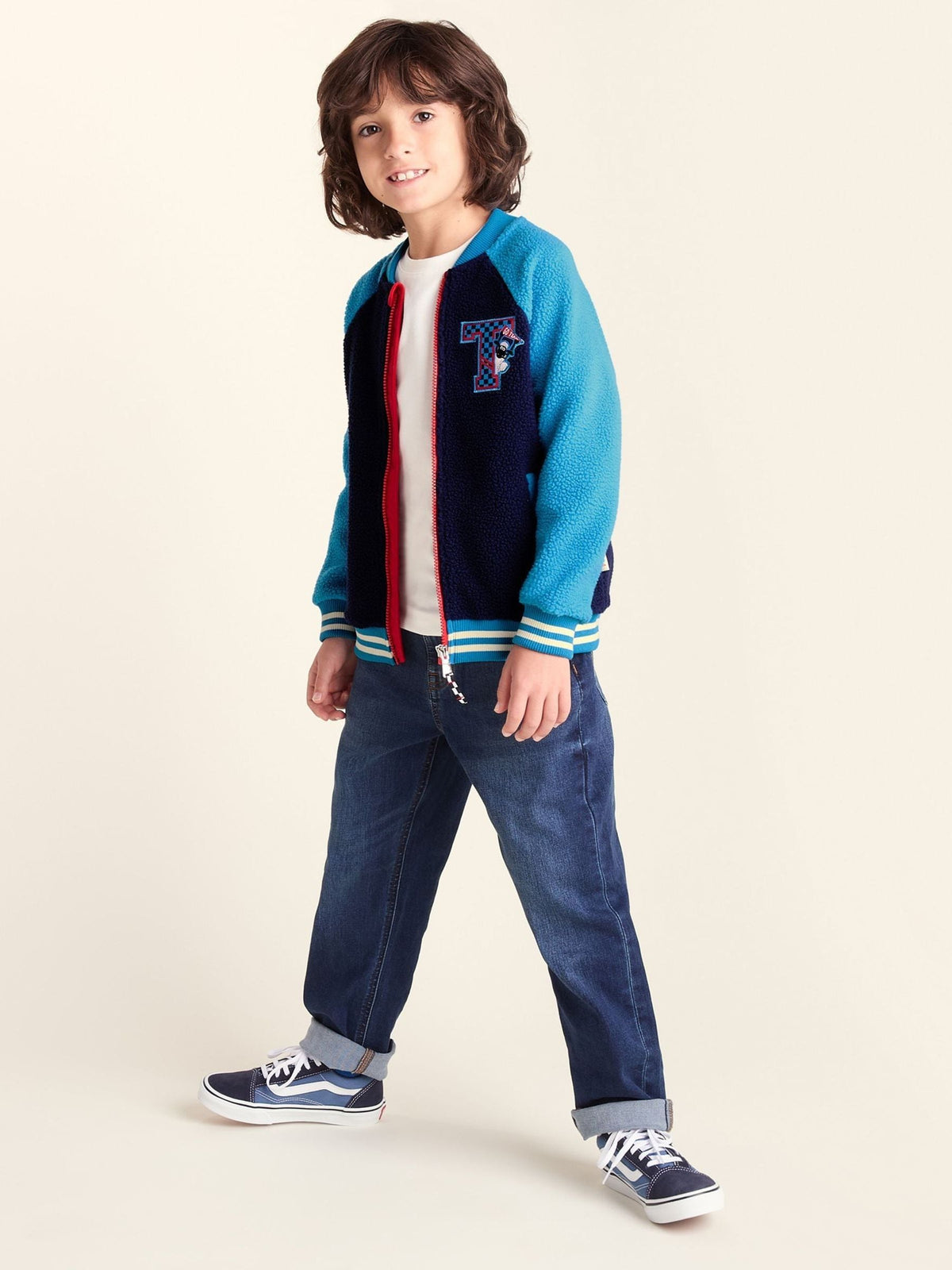 Dsiney Kidz - Tog 24 Blue Aberfield Shaun the Sheep Kids Sherpa Varsity Bomber Jacket image 2