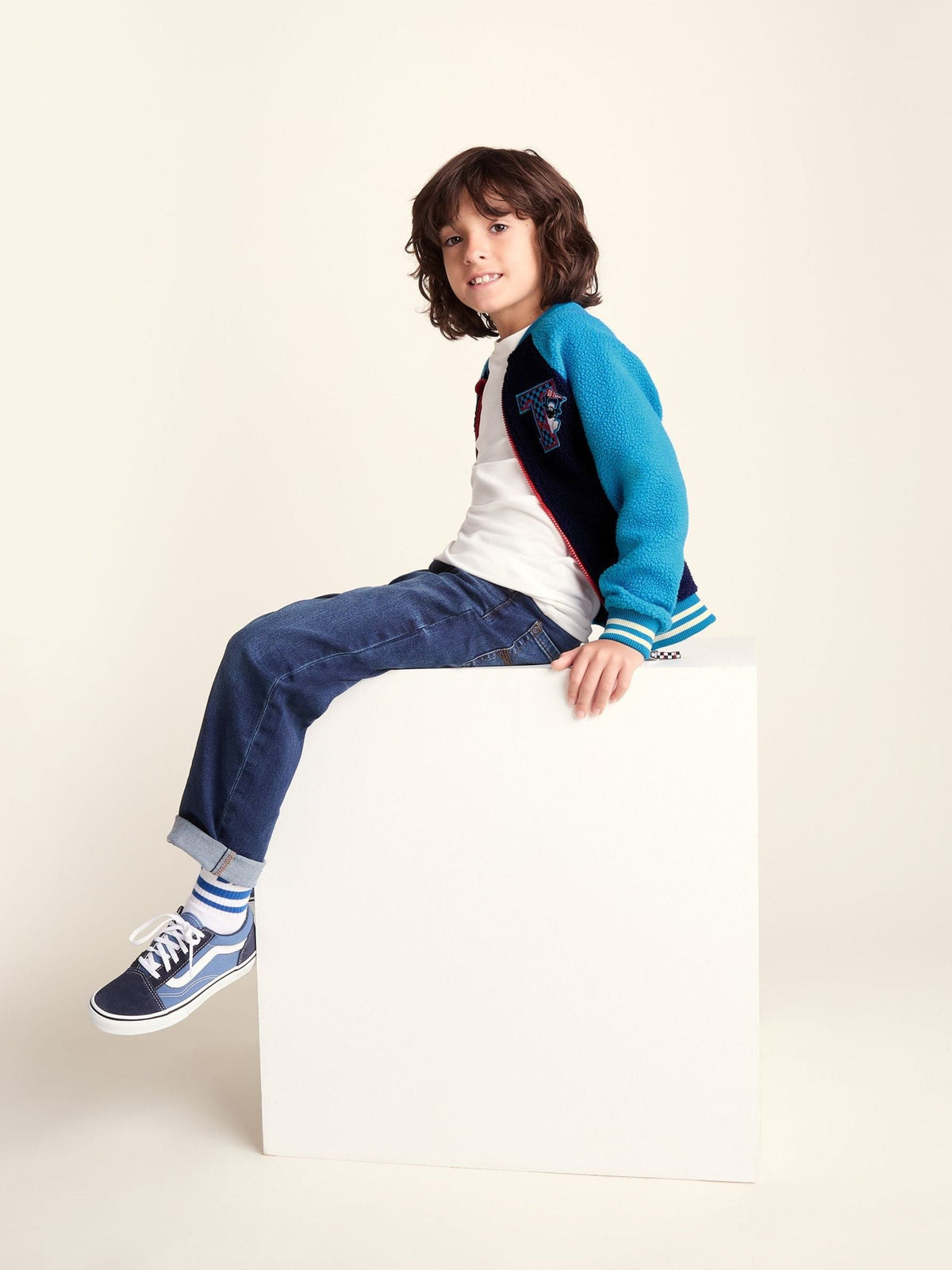 Dsiney Kidz - Tog 24 Blue Aberfield Shaun the Sheep Kids Sherpa Varsity Bomber Jacket image 4