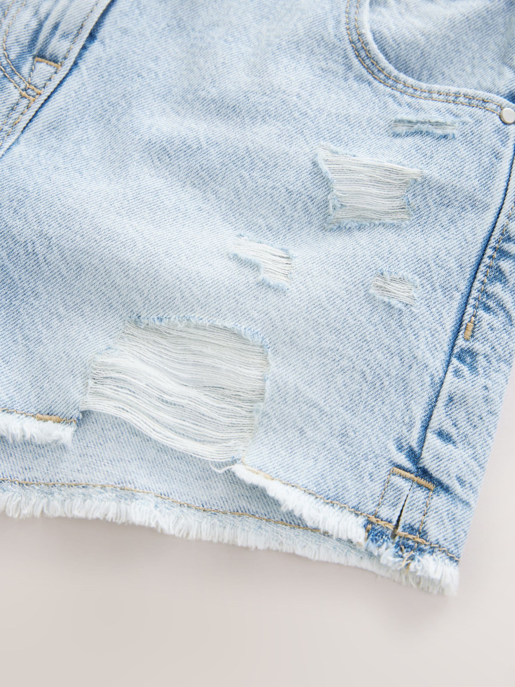 Dsiney Kidz - Light Blue 100% Cotton Frayed Edge Distressed Shorts (3-16yrs) image 7