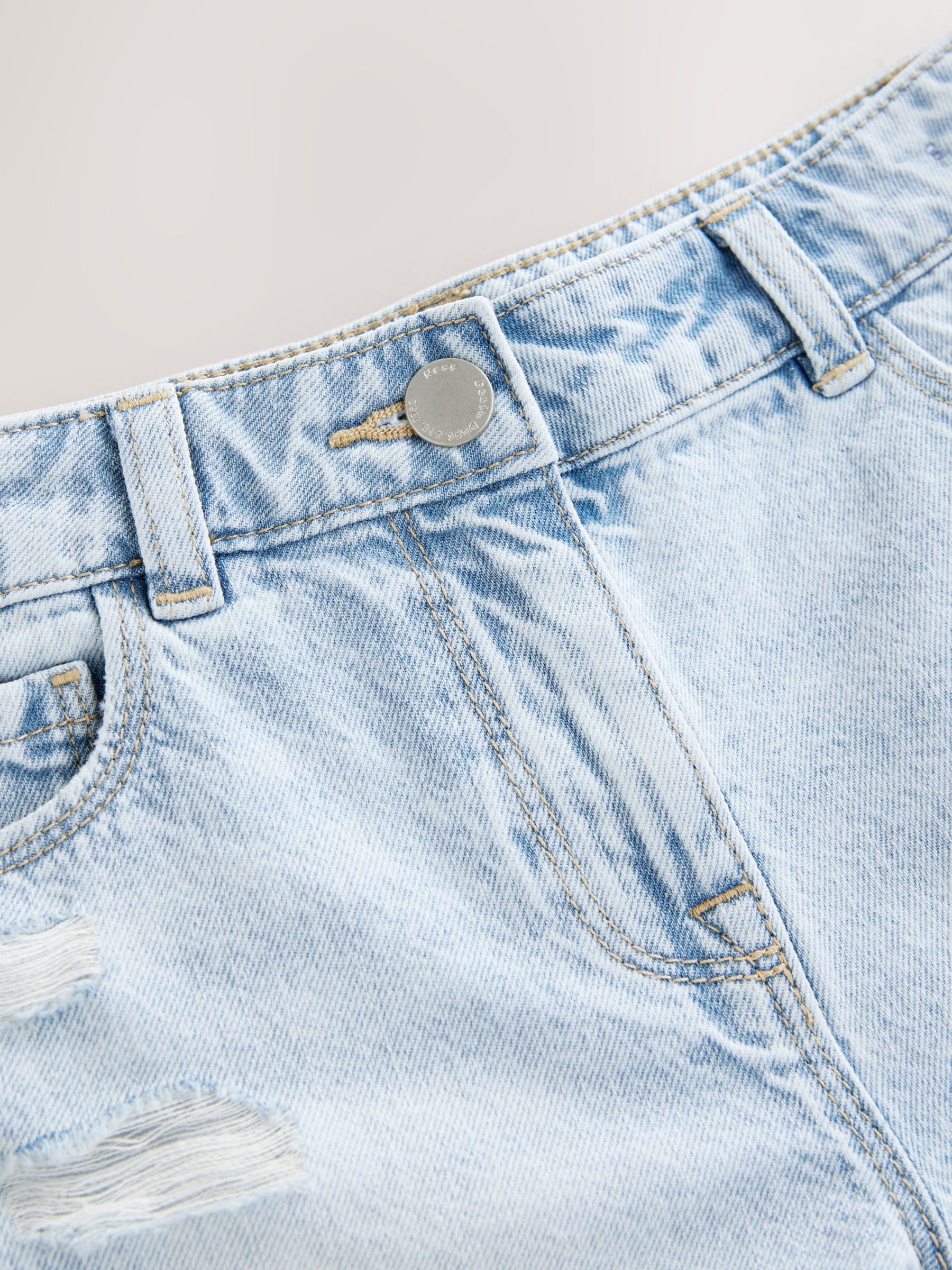 Dsiney Kidz - Light Blue 100% Cotton Frayed Edge Distressed Shorts (3-16yrs) image 9