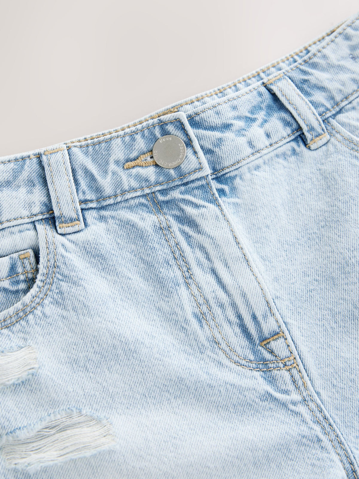 Dsiney Kidz - Light Blue 100% Cotton Frayed Edge Distressed Shorts (3-16yrs) image 9