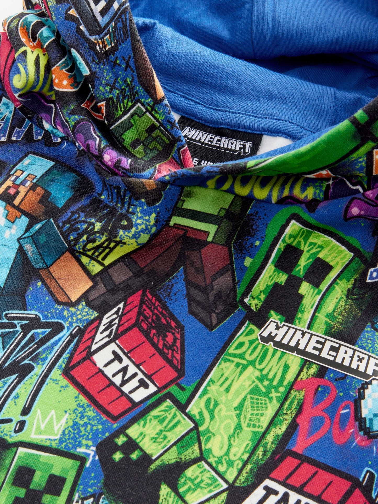 Cobalt Blue Minecraft Graffiti Hoodie (3-16yrs)