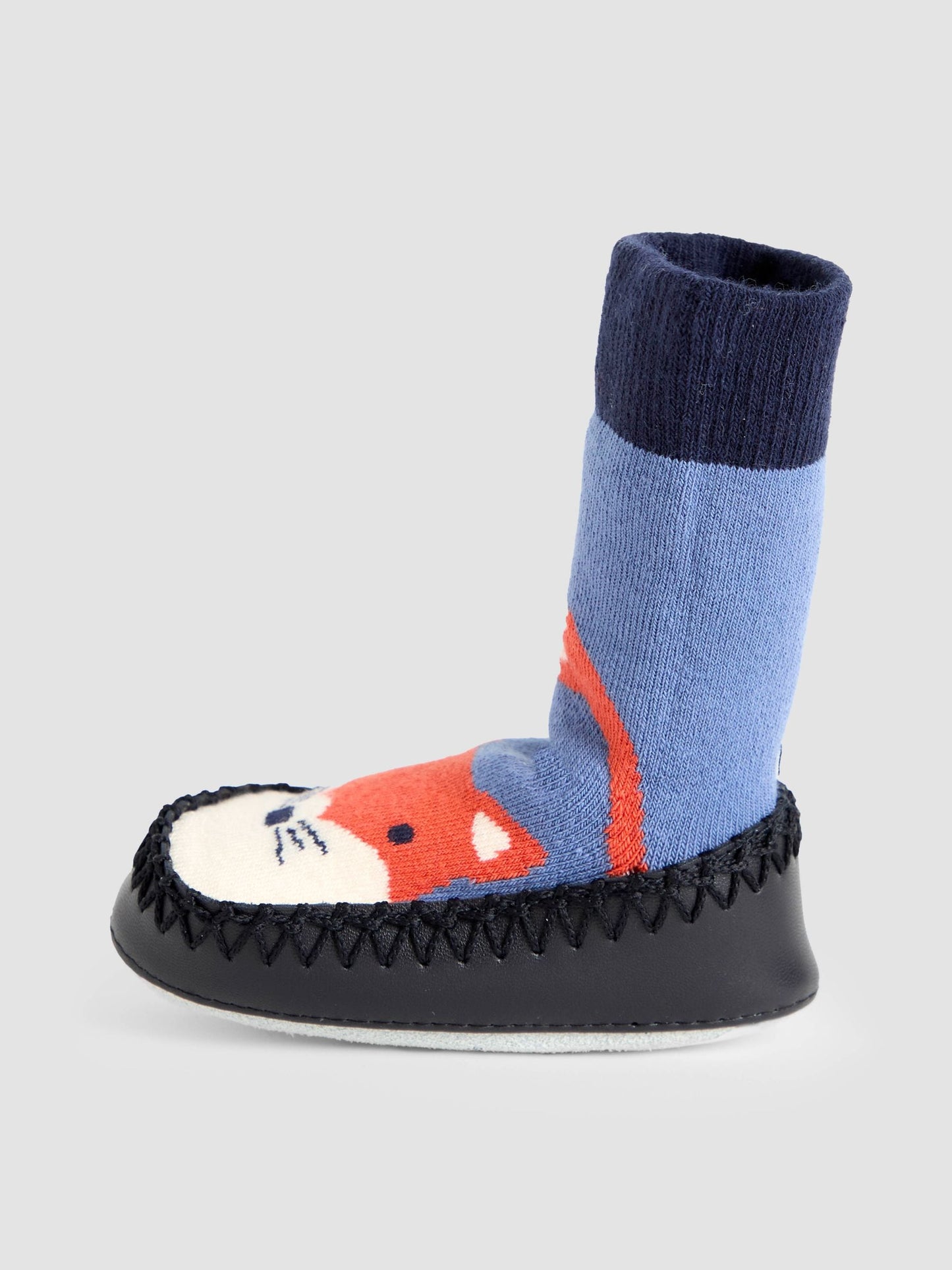 JoJo Maman Bébé Navy Blue Fox Mouse Moccasin Slipper Socks image 3