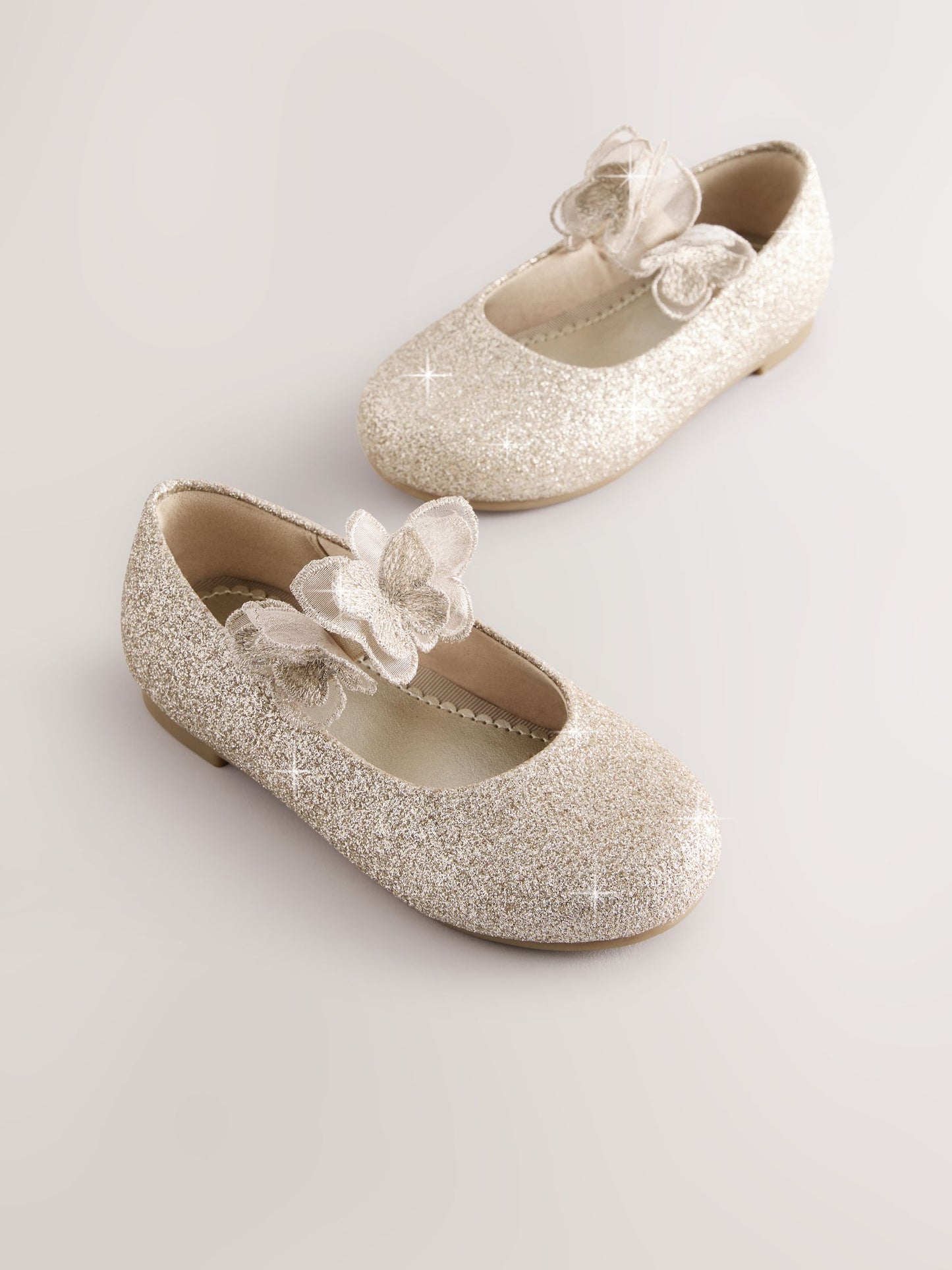 Gold Glitter Butterfly Strap Occasion Shoes image 1
