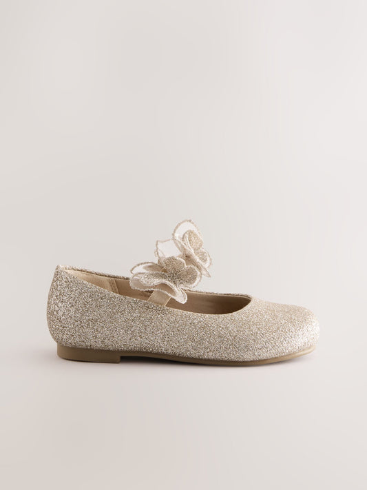 Dsiney Kidz - Gold Glitter Butterfly Strap Occasion Shoes image 2