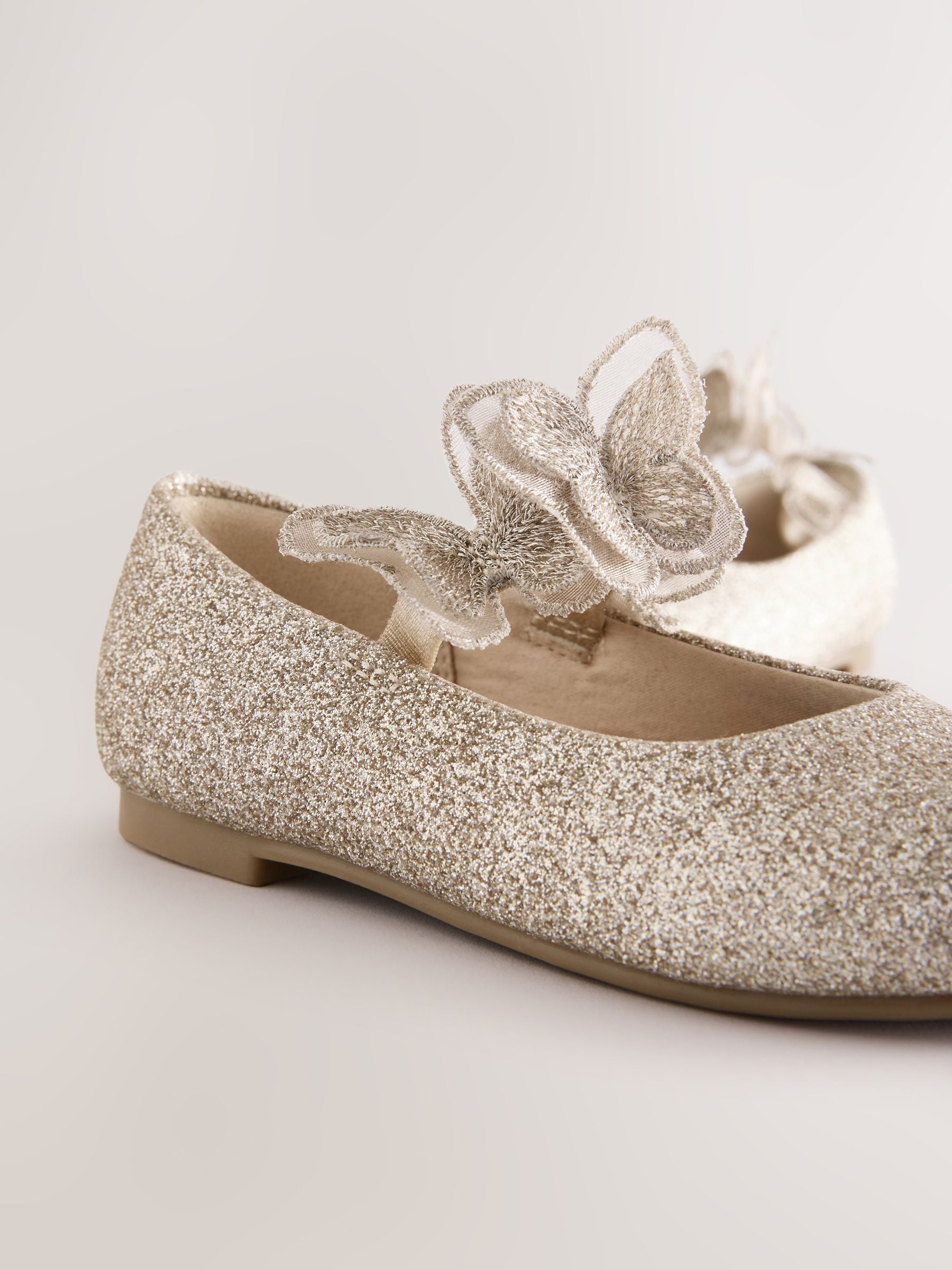 Gold Glitter Butterfly Strap Occasion Shoes image 3