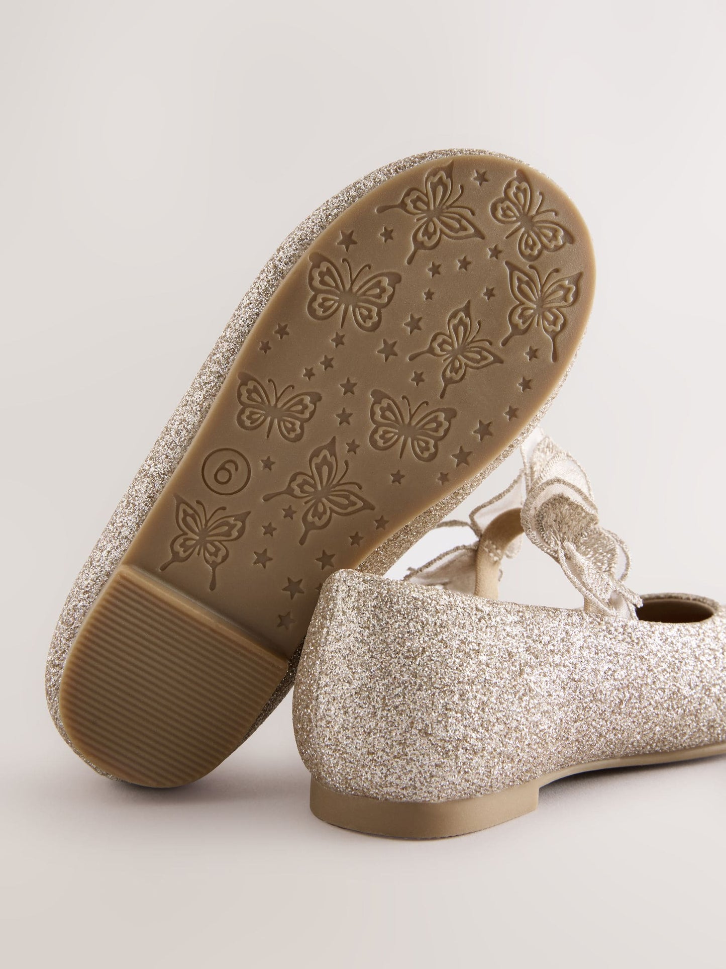 Gold Glitter Butterfly Strap Occasion Shoes image 6