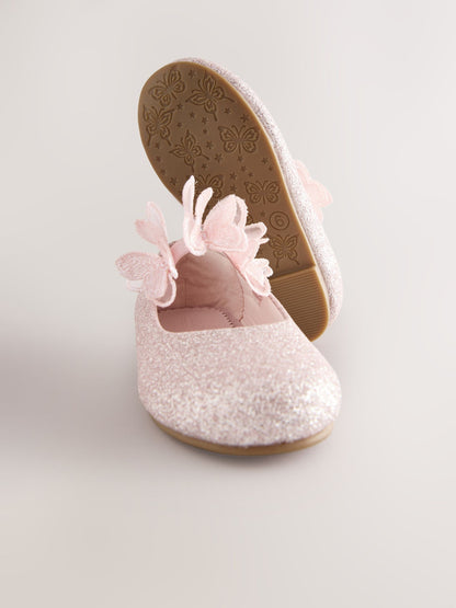 Pink Glitter Butterfly Strap Occasion Shoes image 4