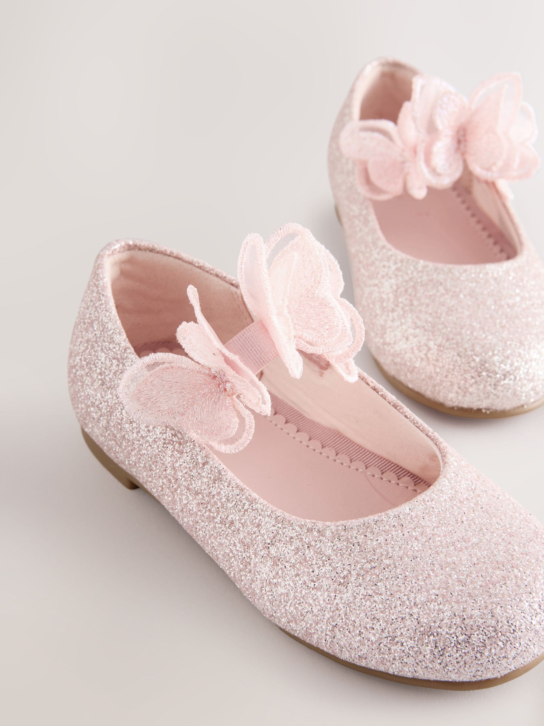 Pink Glitter Butterfly Strap Occasion Shoes image 5