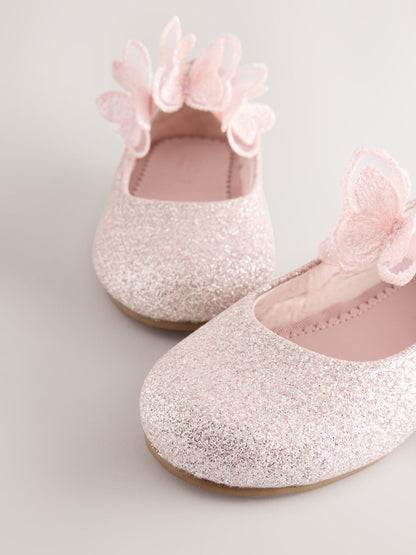 Pink Glitter Butterfly Strap Occasion Shoes image 5