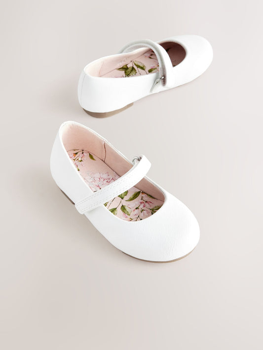 White Standard Fit (F) Mary Jane Touch Fastening Occasion Shoes image 2