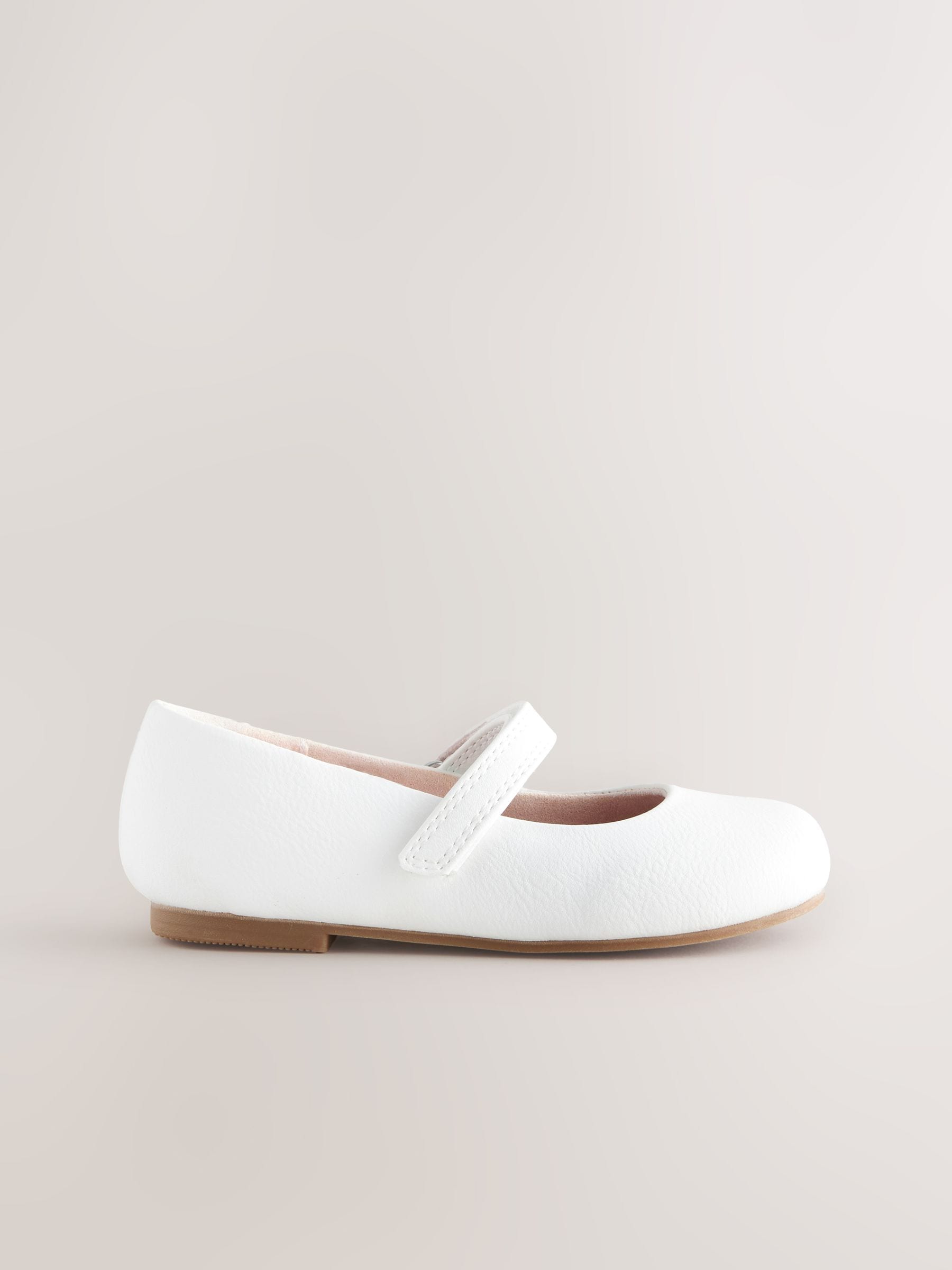 White Standard Fit (F) Mary Jane Touch Fastening Occasion Shoes image 4