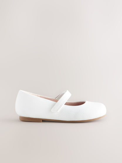 White Standard Fit (F) Mary Jane Touch Fastening Occasion Shoes image 4