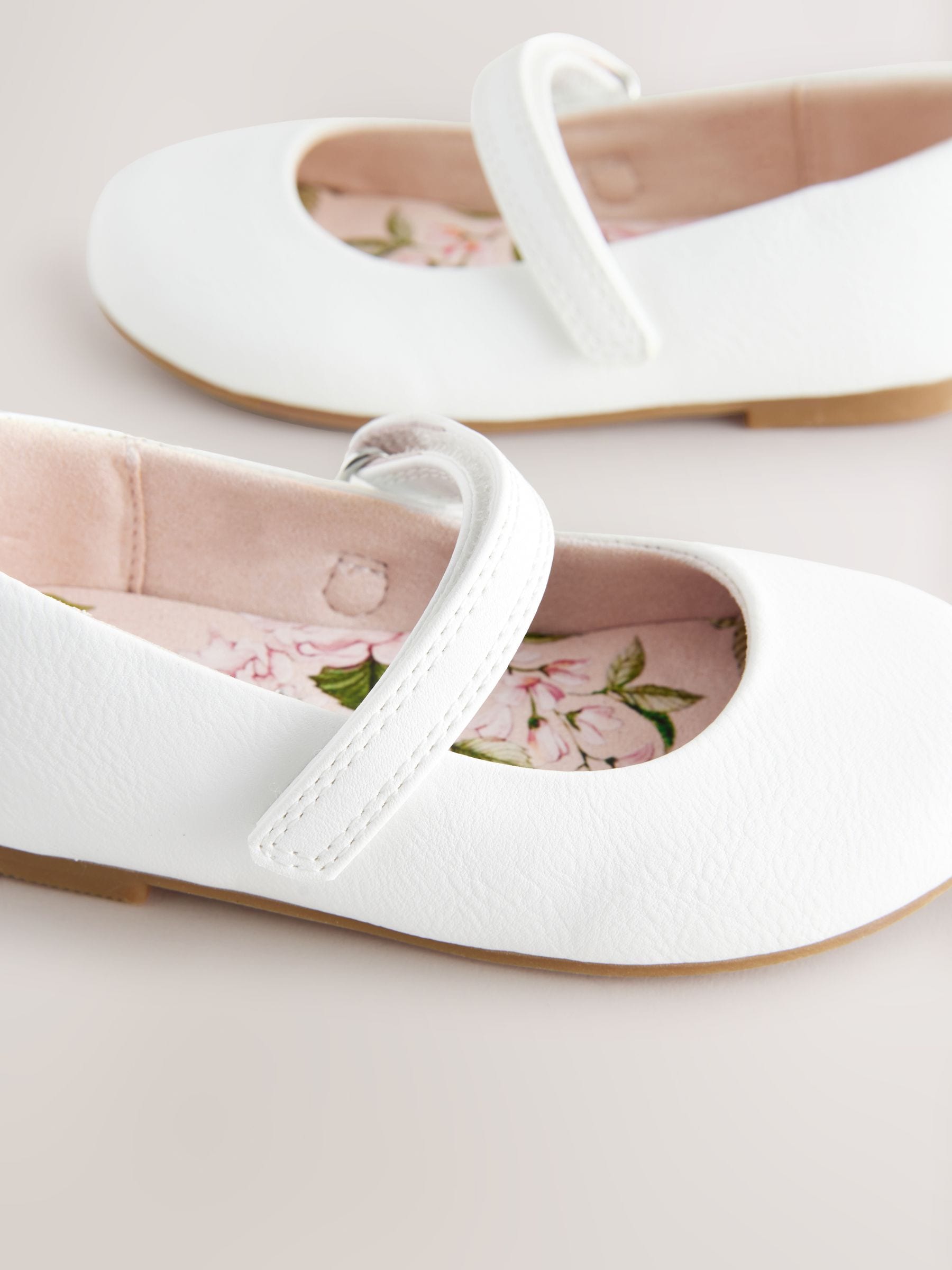 White Standard Fit (F) Mary Jane Touch Fastening Occasion Shoes image 5
