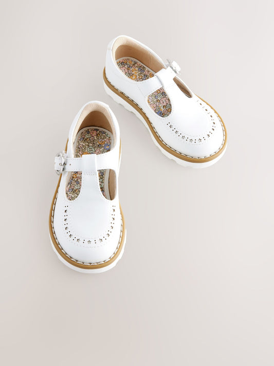 White Standard Fit (F) T-Bar Shoes image 2