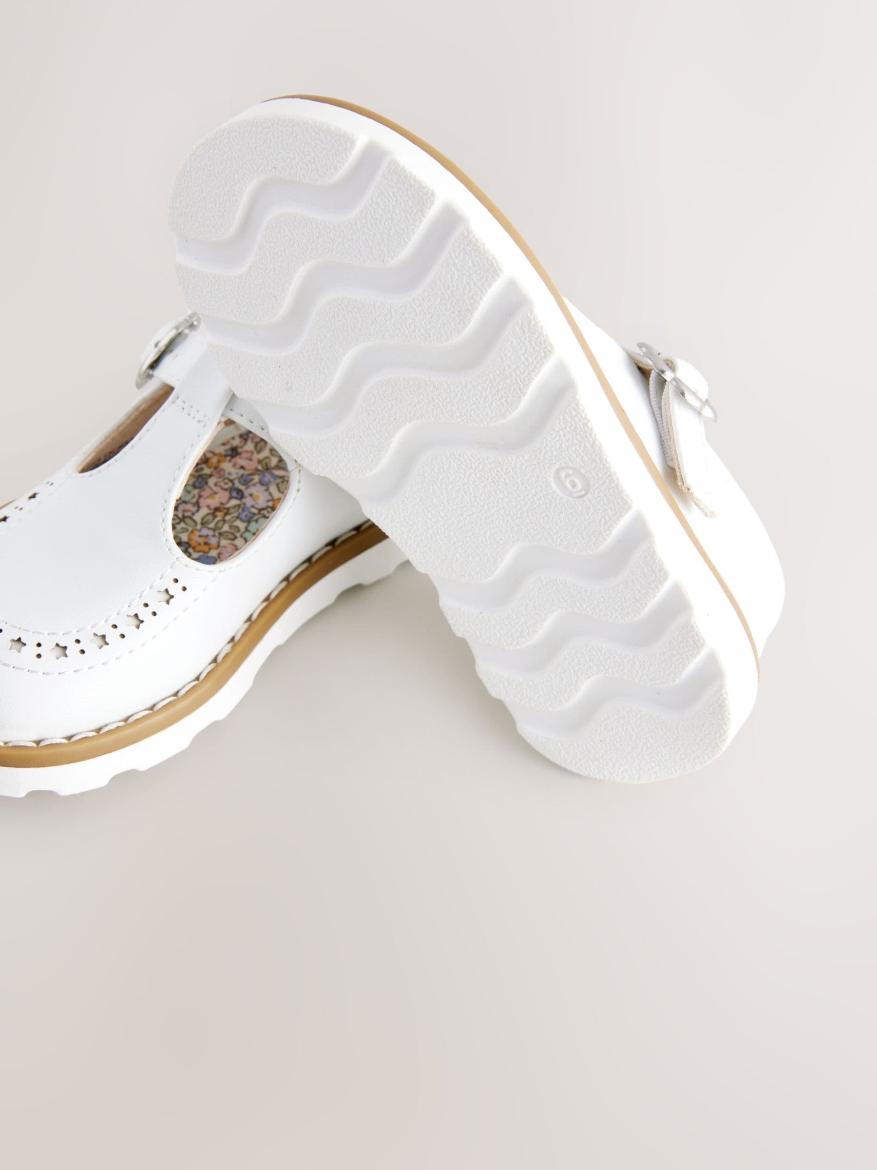 White Standard Fit (F) T-Bar Shoes image 6