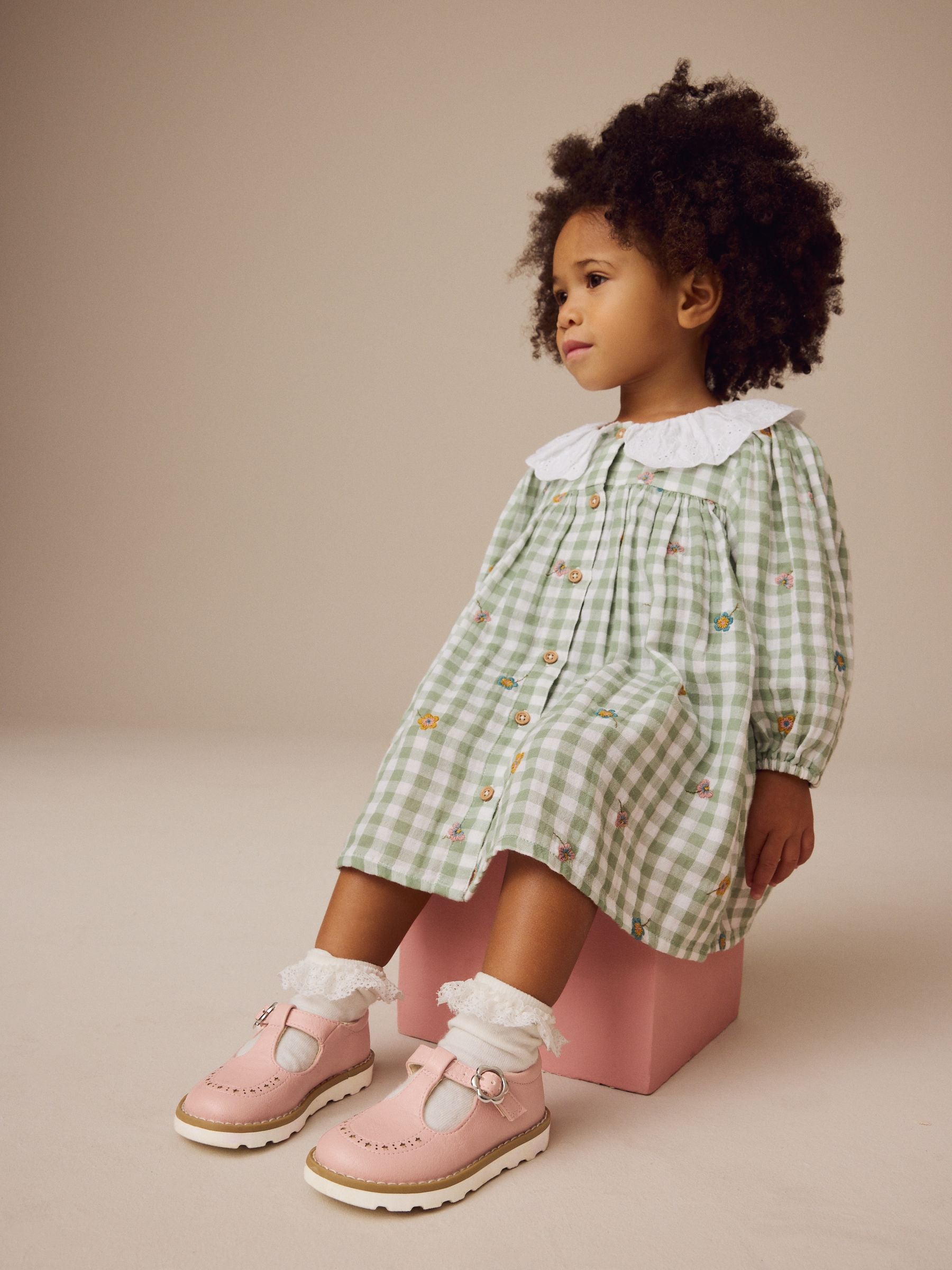 Pink Standard Fit (F) T-Bar Shoes image 3