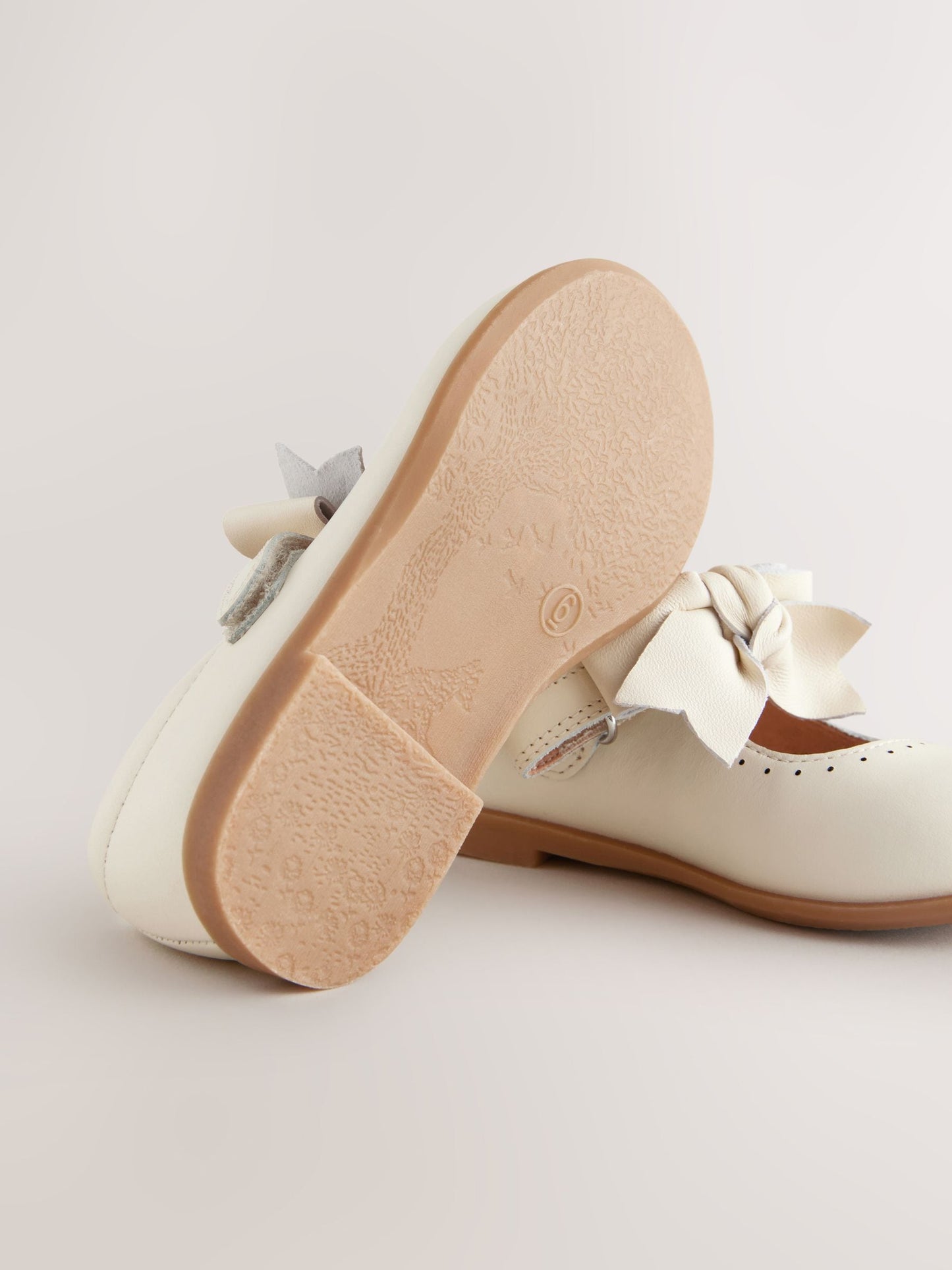 White Bow Leather Touch Fastening Shoes image 6