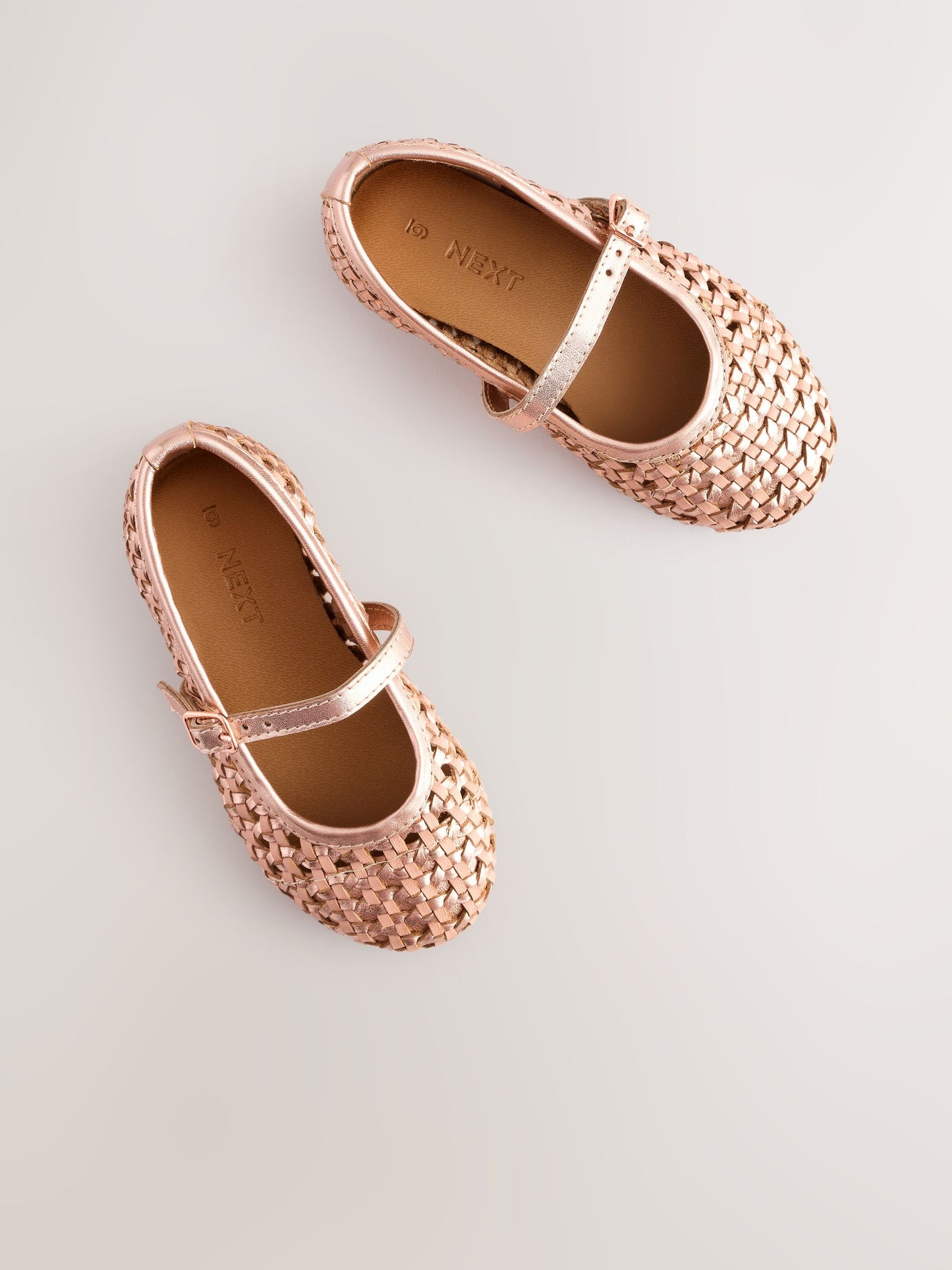Rose Gold Leather Woven Mary Jane Shoes image 4