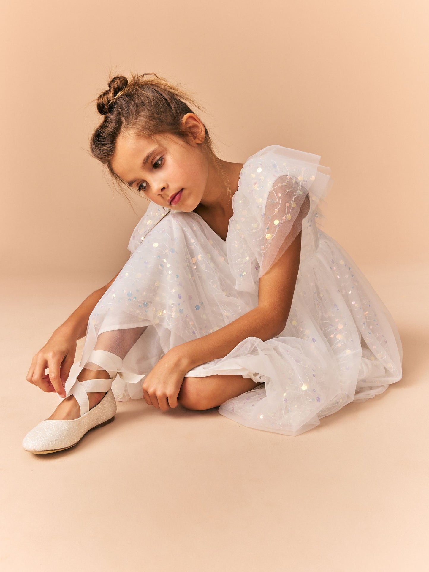 White Sequin Occasion Dress (3-16yrs) image 3
