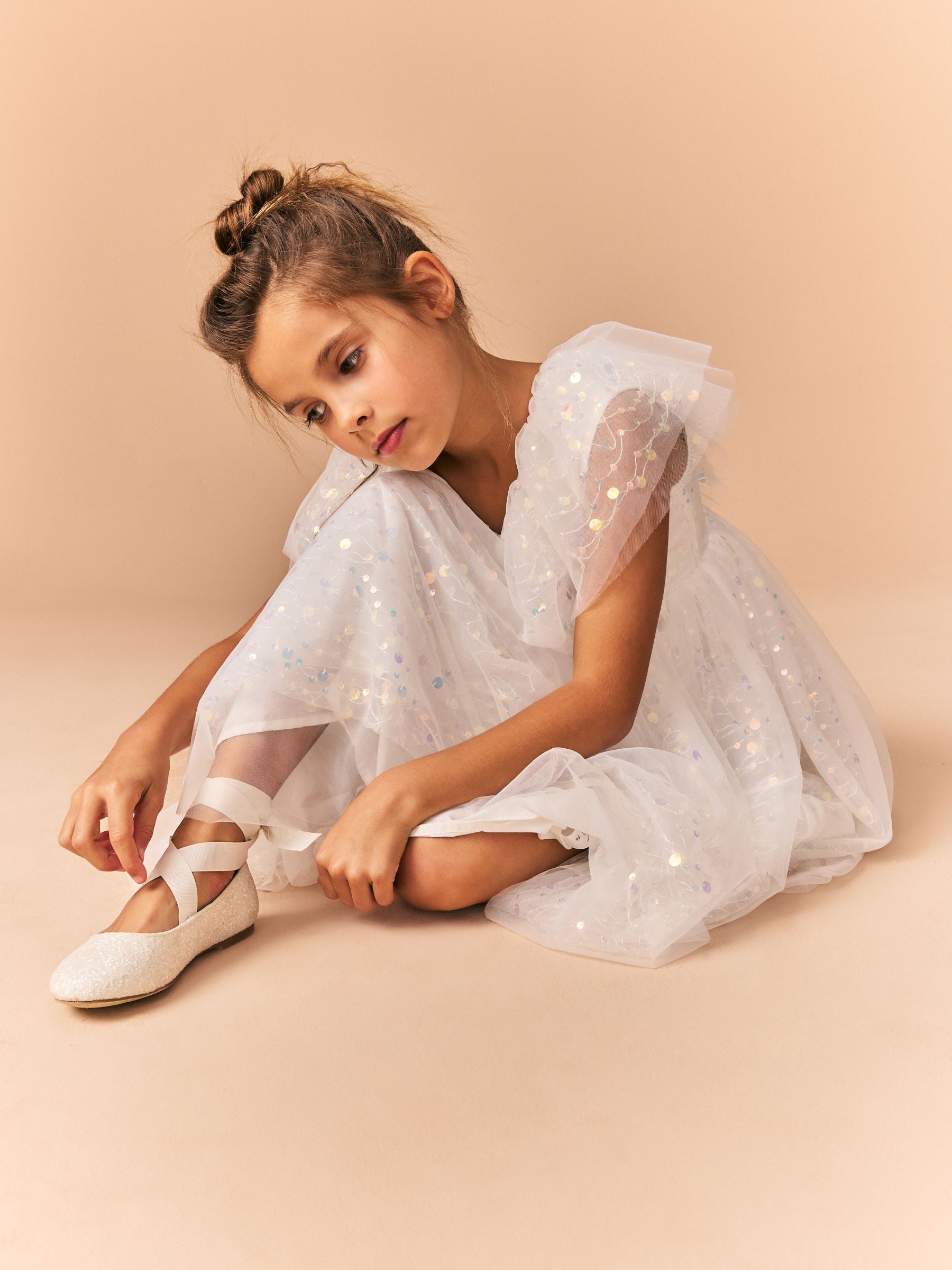 White Sequin Occasion Dress (3-16yrs) image 3