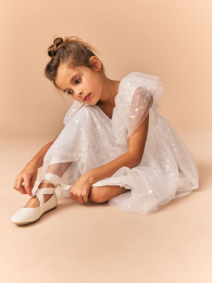 White Sequin Occasion Dress (3-16yrs) image 3