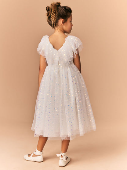 White Sequin Occasion Dress (3-16yrs) image 4