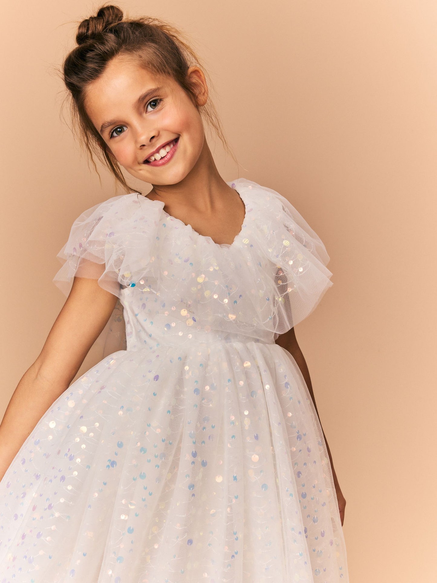 White Sequin Occasion Dress (3-16yrs) image 5