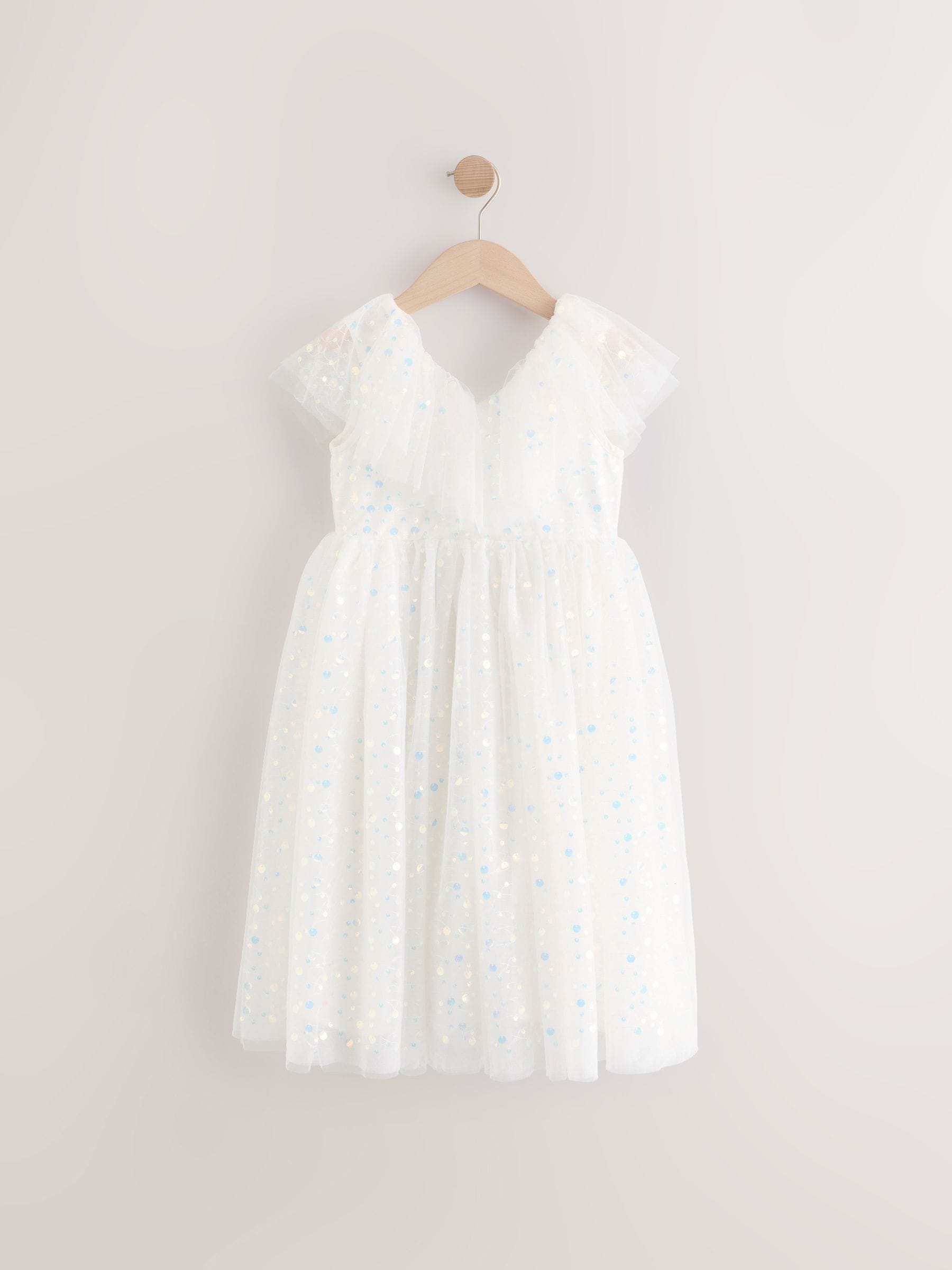 White Sequin Occasion Dress (3-16yrs) image 6
