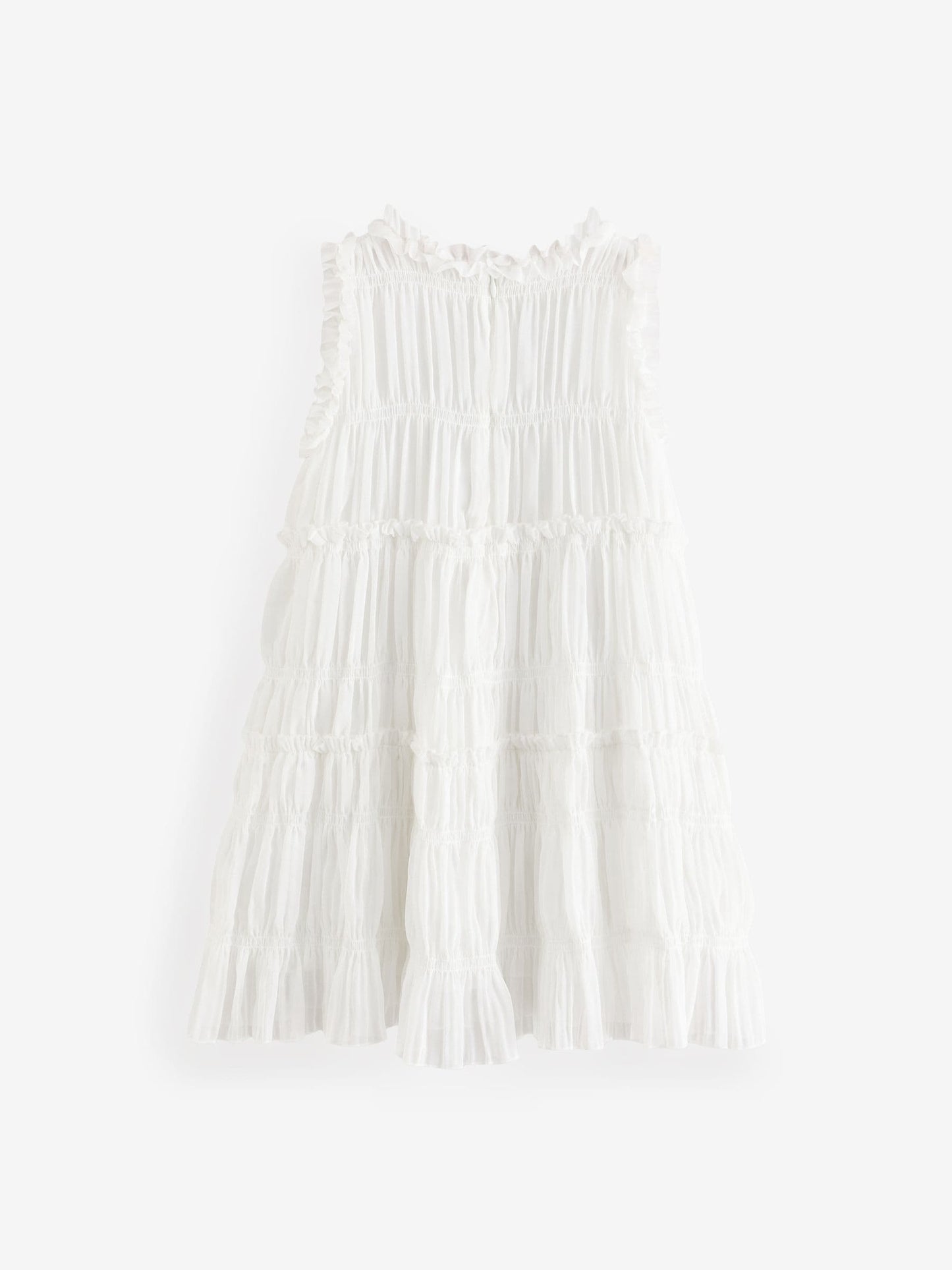 White Shirred Ruffle Party Dress (3-16yrs)