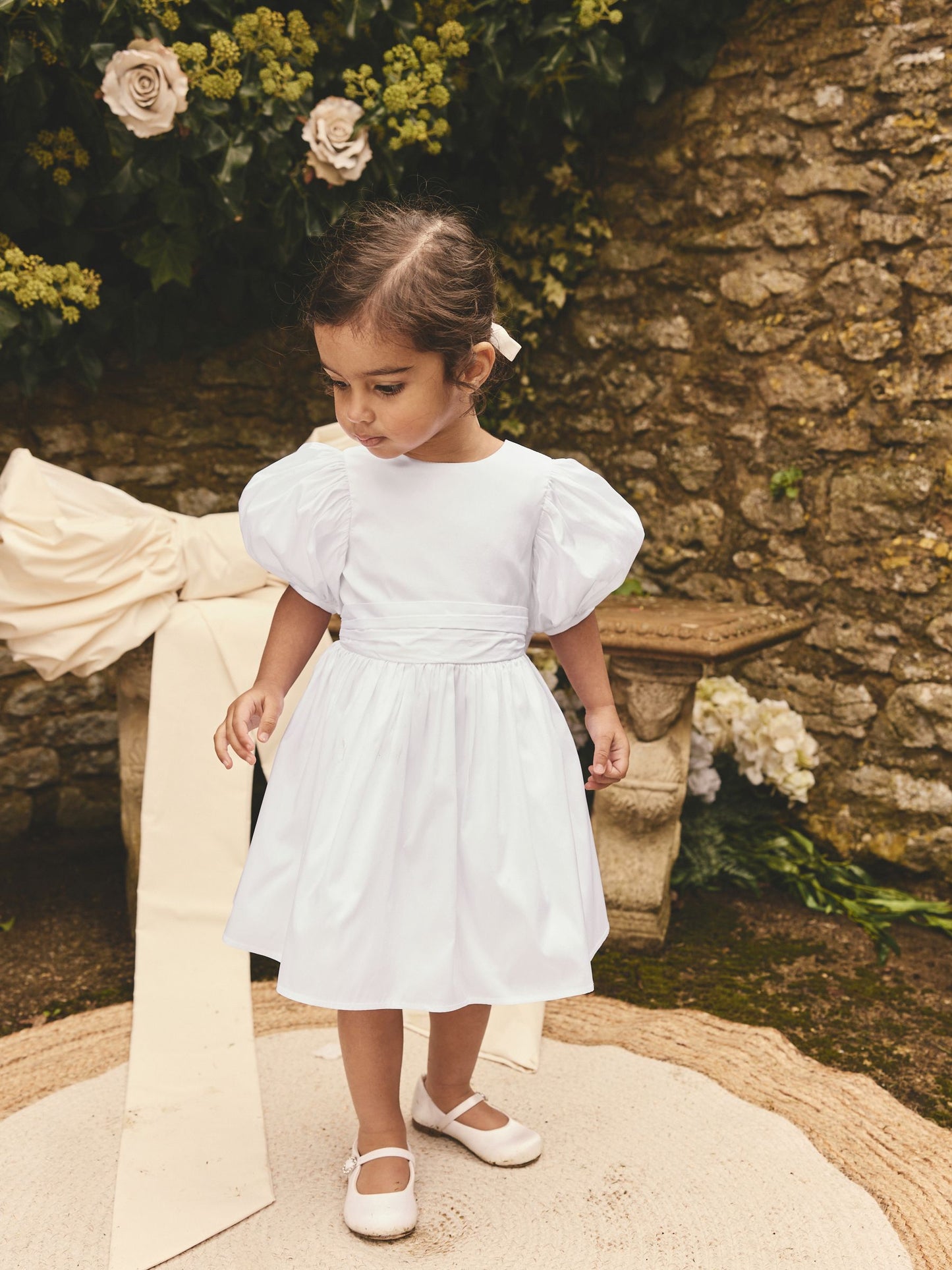 White Flower Girl Taffeta Bow Dress (3mths-8yrs) image 3