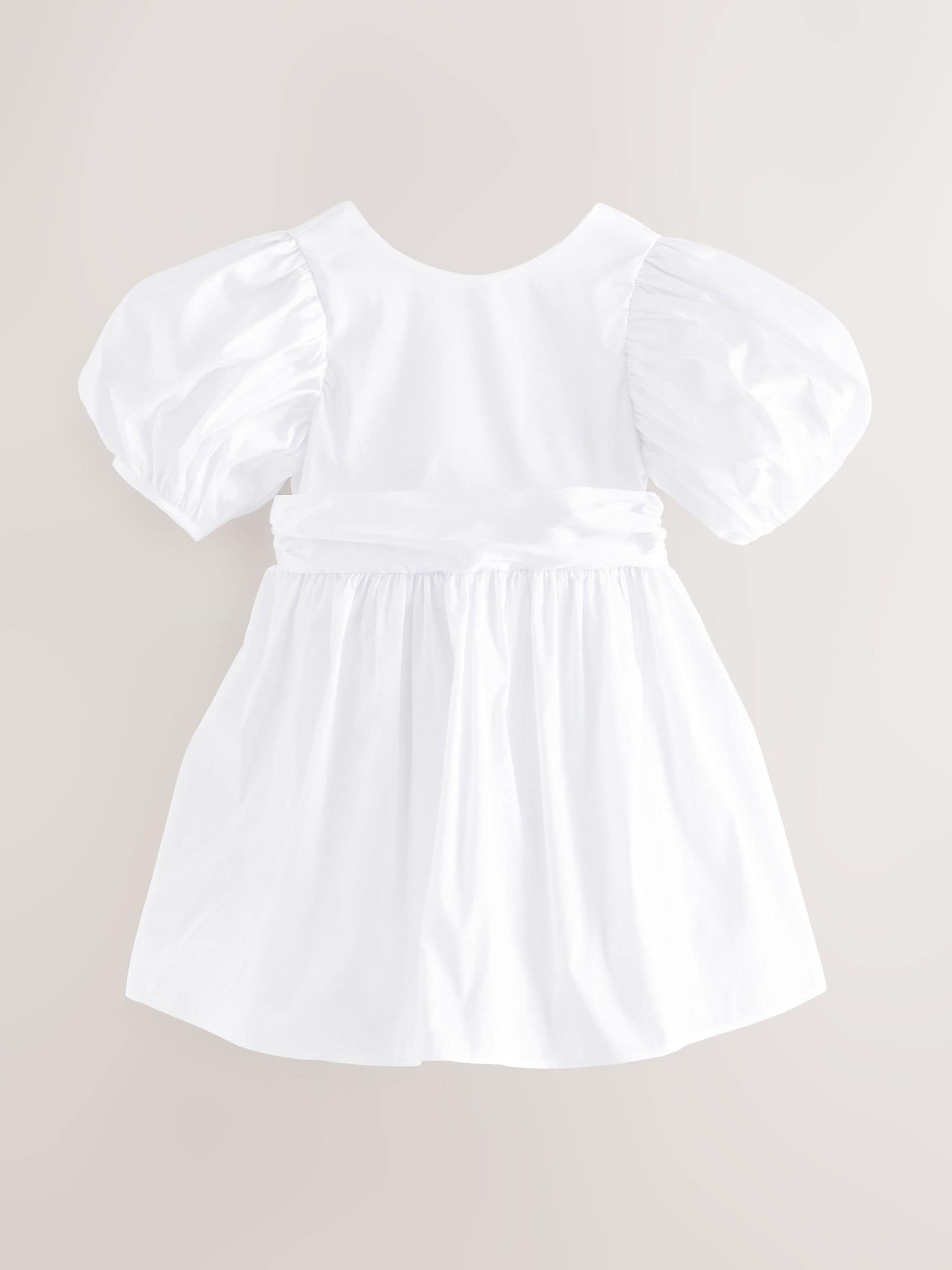 White Flower Girl Taffeta Bow Dress (3mths-8yrs) image 5