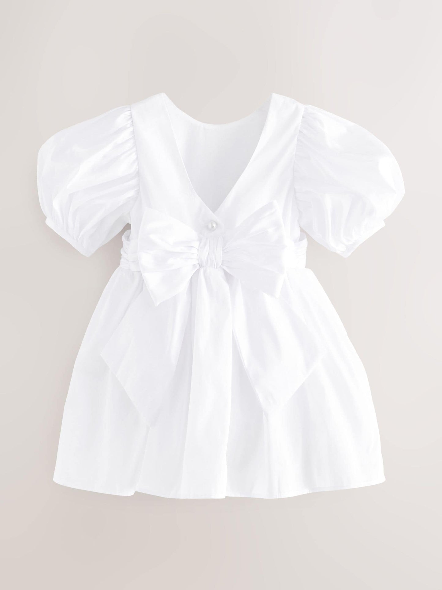White Flower Girl Taffeta Bow Dress (3mths-8yrs) image 6