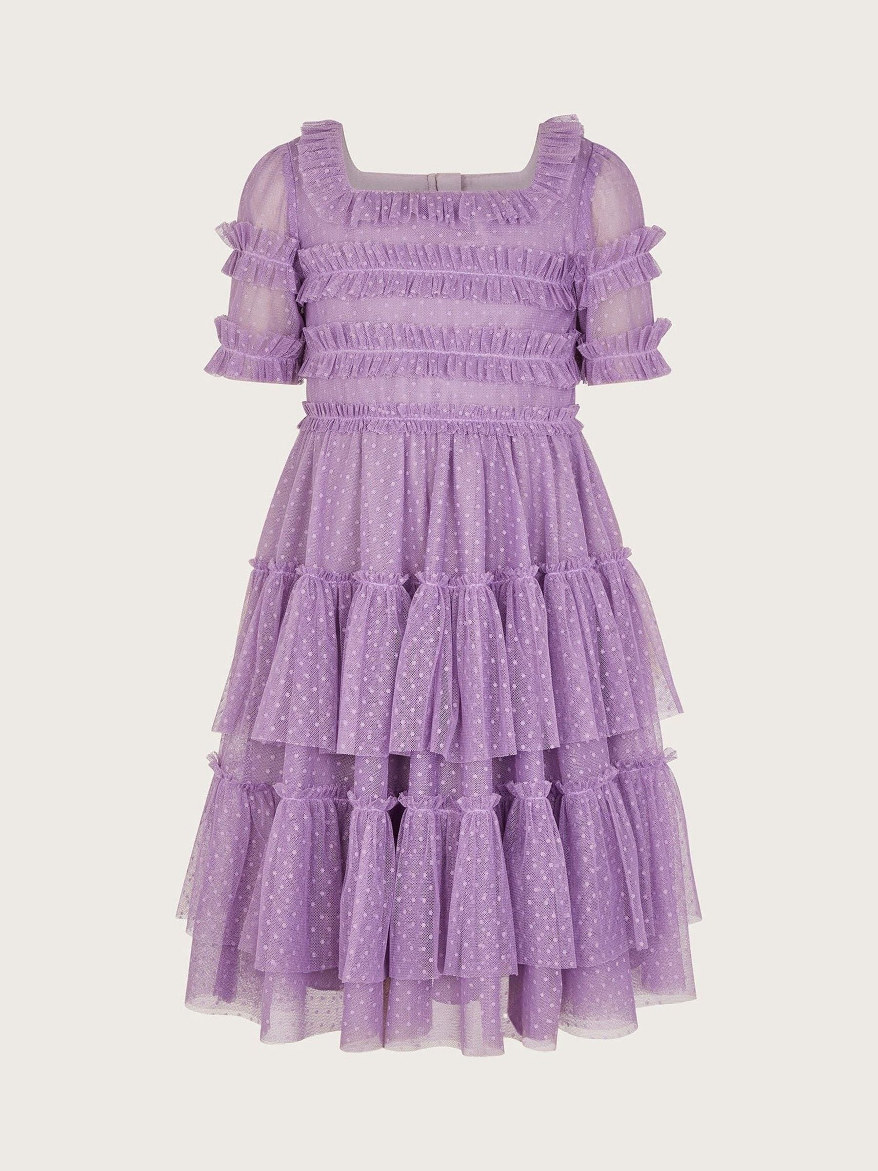 Monsoon Purple Ruffle Tiered Tulle Dress image 1