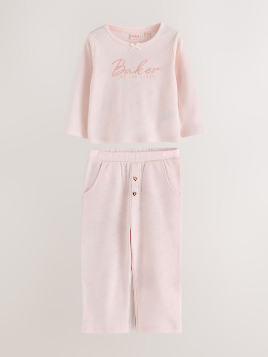 Baker by Ted Baker Pink Pointelle Pyjamas Set 2 Piece - image 1