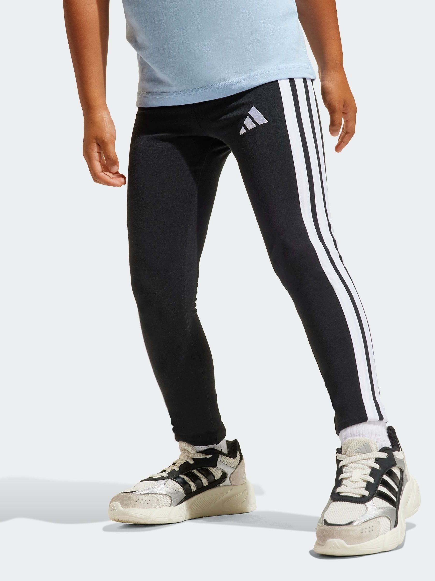 adidas Black Essentials 3-Stripes Leggings Little Kids image 1