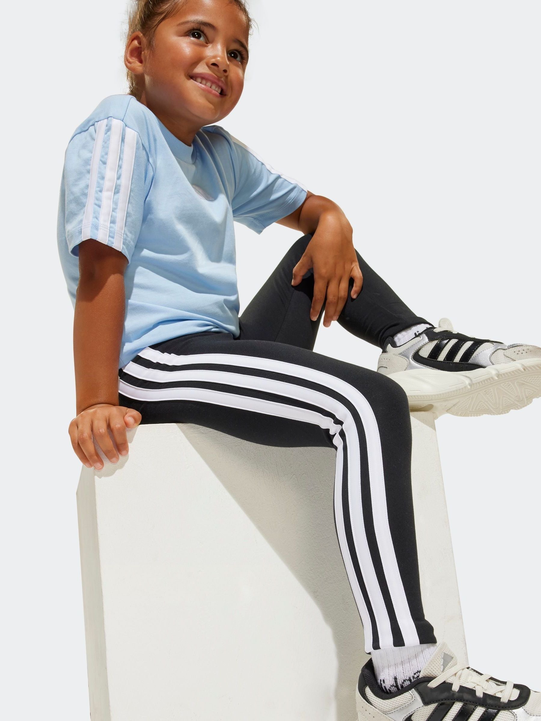 adidas Black Essentials 3-Stripes Leggings Little Kids image 5