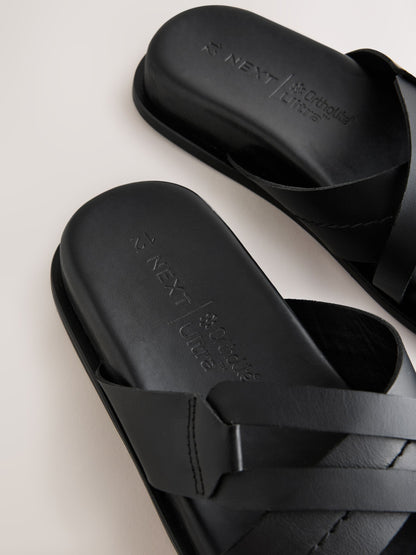 Black Smart Leather Sandals image 4