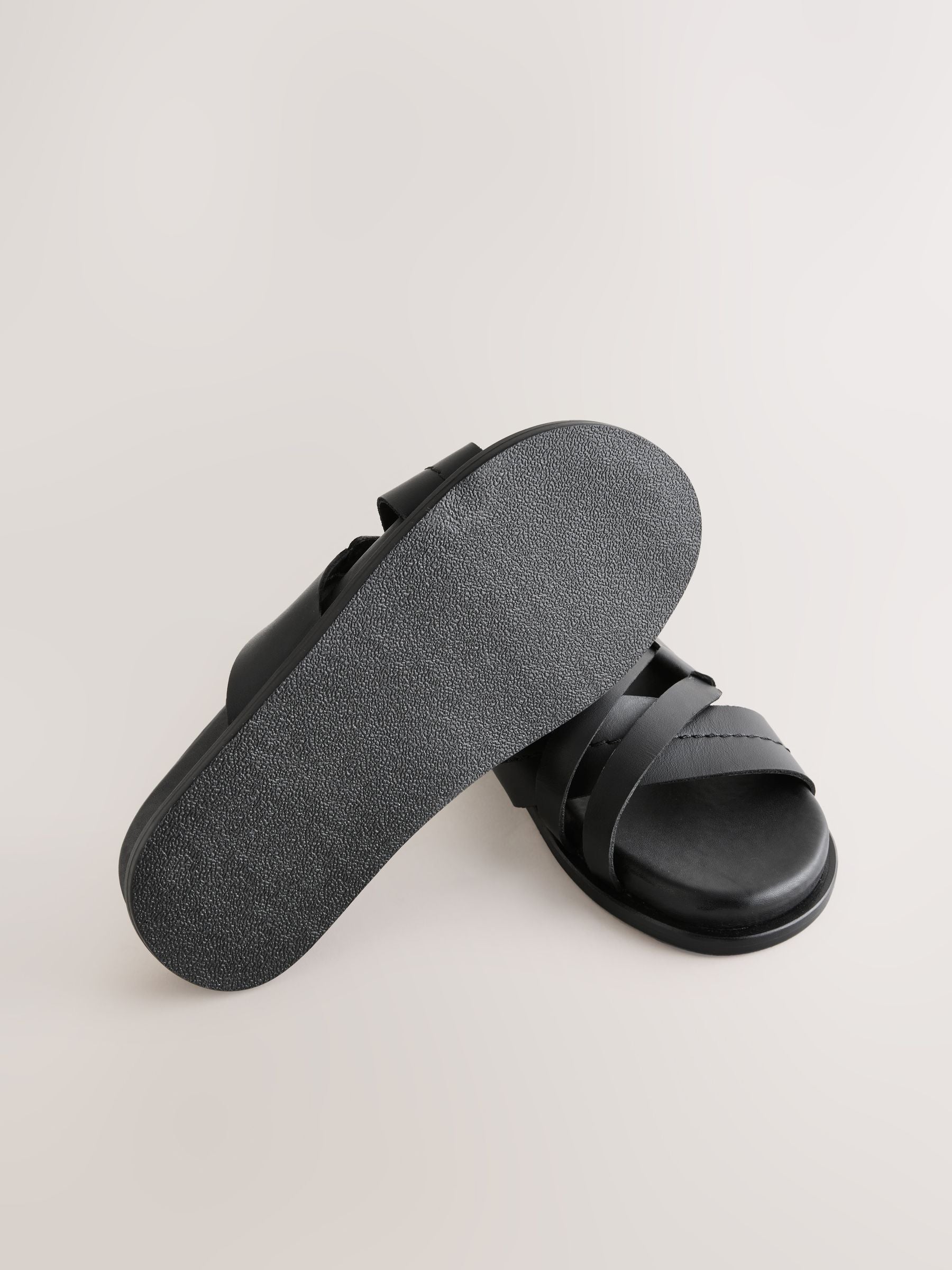 Black Smart Leather Sandals image 5