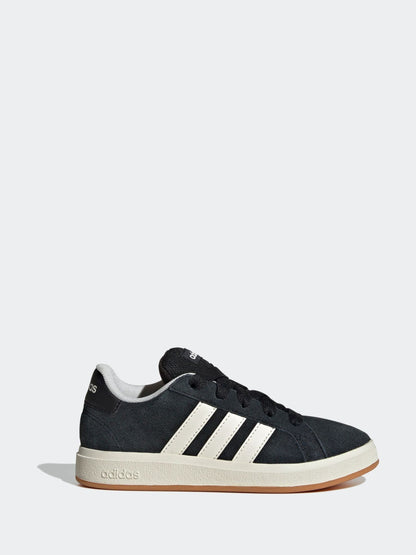adidas Black Grand Court 00s Suede Lace Kids Trainers image 1