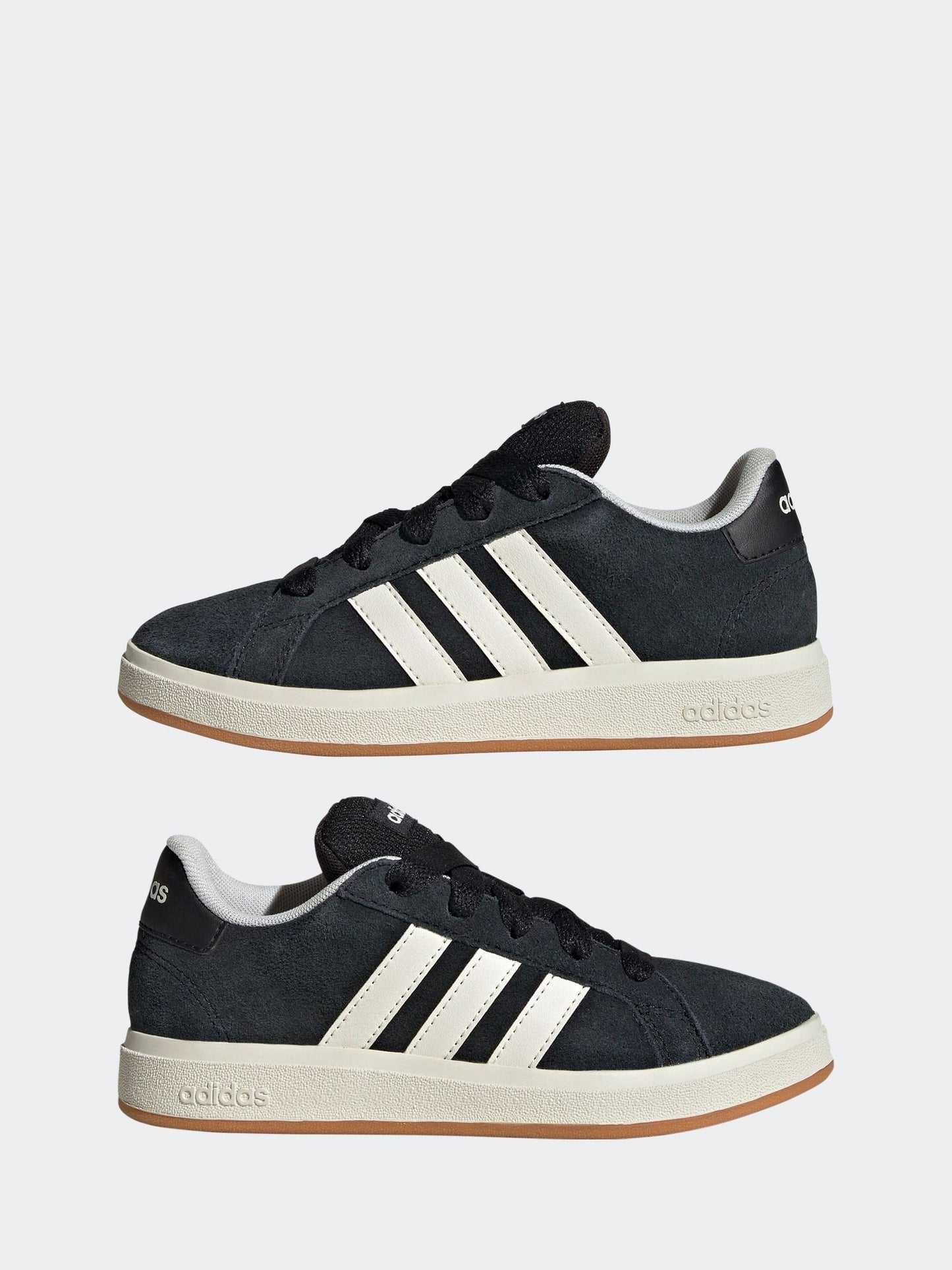 adidas Black Grand Court 00s Suede Lace Kids Trainers image 13