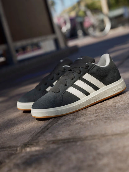 adidas Black Grand Court 00s Suede Lace Kids Trainers image 8