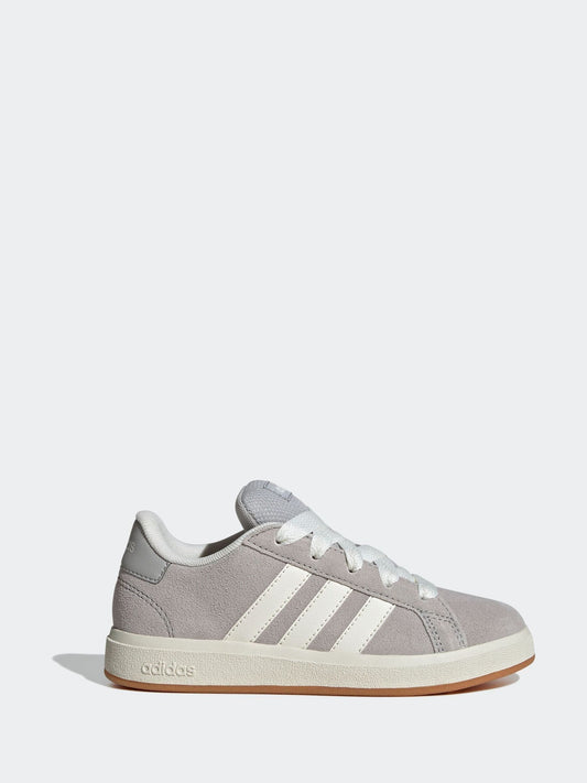 adidas Grey Grand Court 00s Suede Lace Kids Trainers image 1