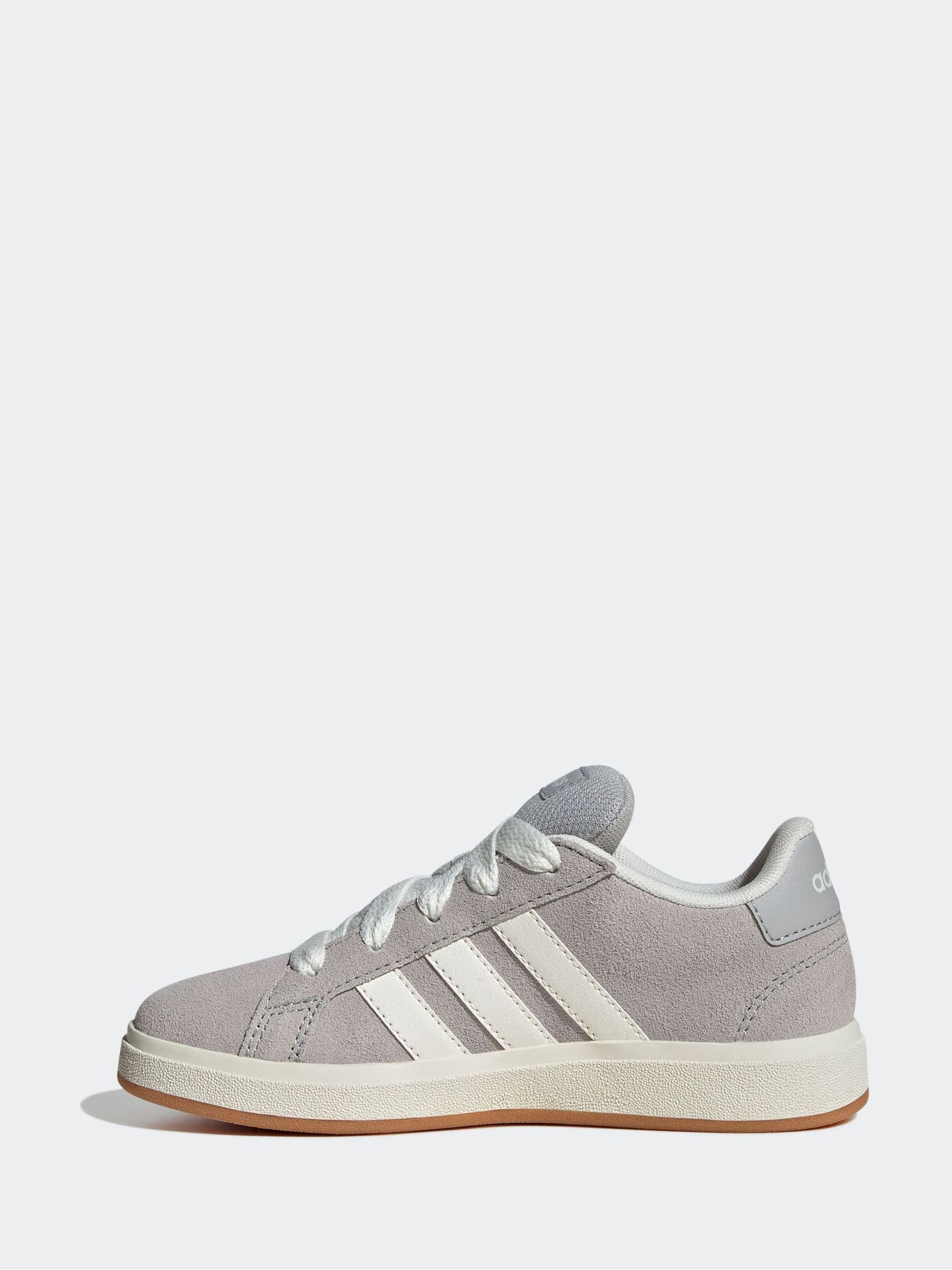 adidas Grey Grand Court 00s Suede Lace Kids Trainers image 10