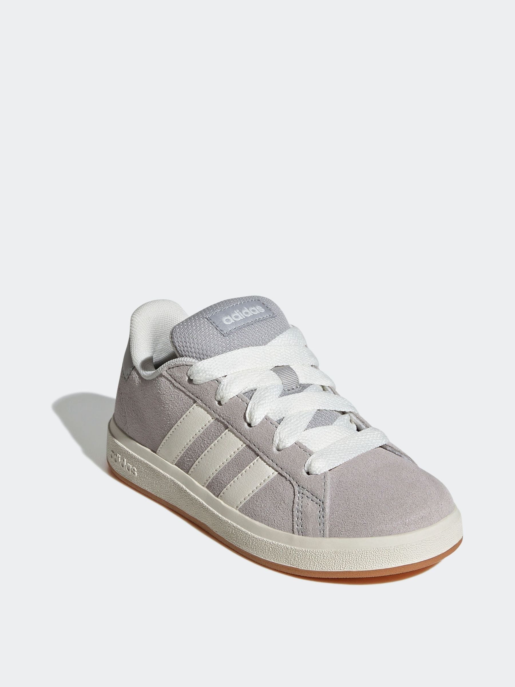 adidas Grey Grand Court 00s Suede Lace Kids Trainers image 11
