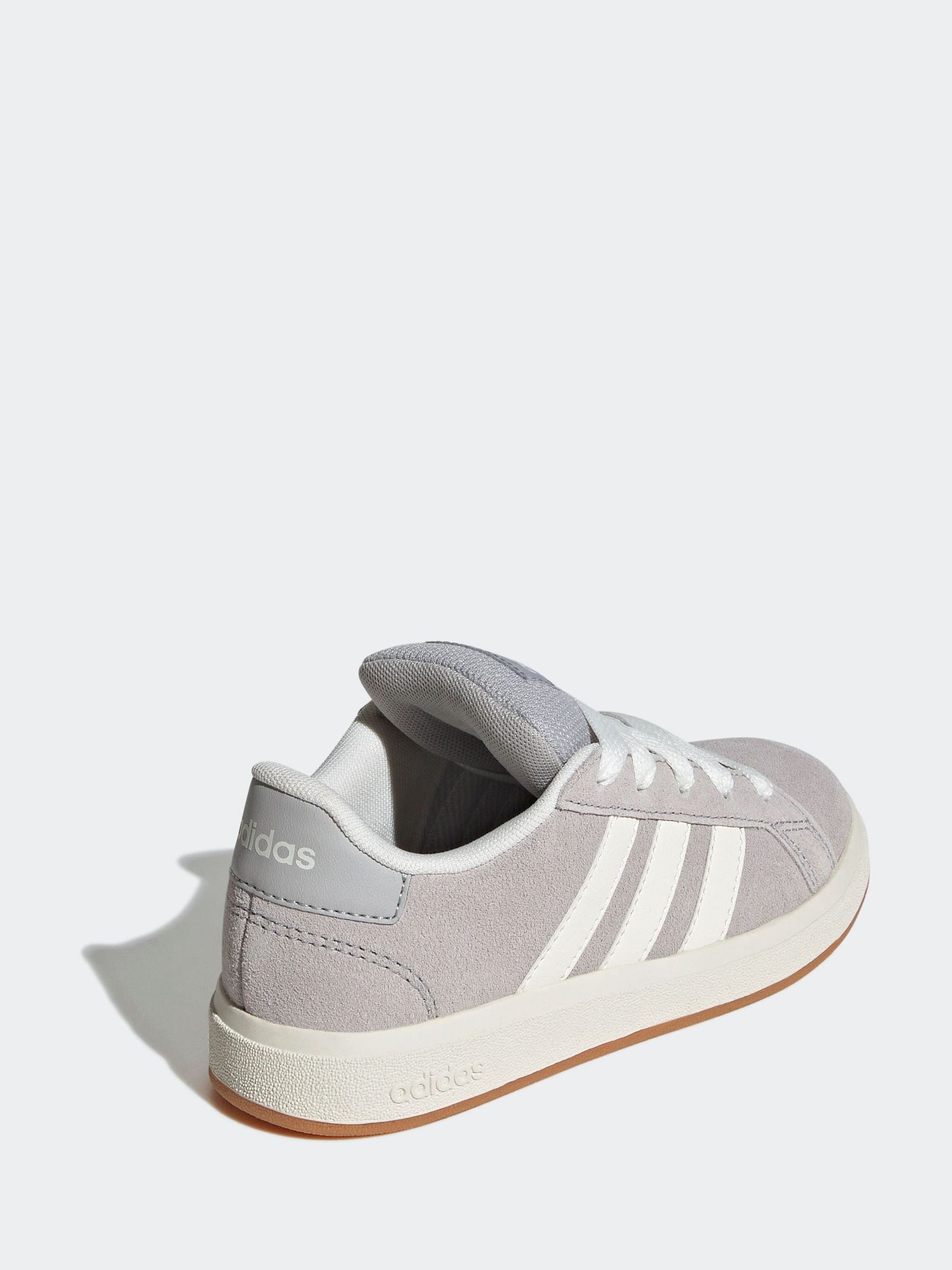 adidas Grey Grand Court 00s Suede Lace Kids Trainers image 12