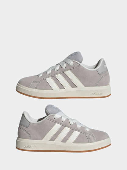 adidas Grey Grand Court 00s Suede Lace Kids Trainers image 13